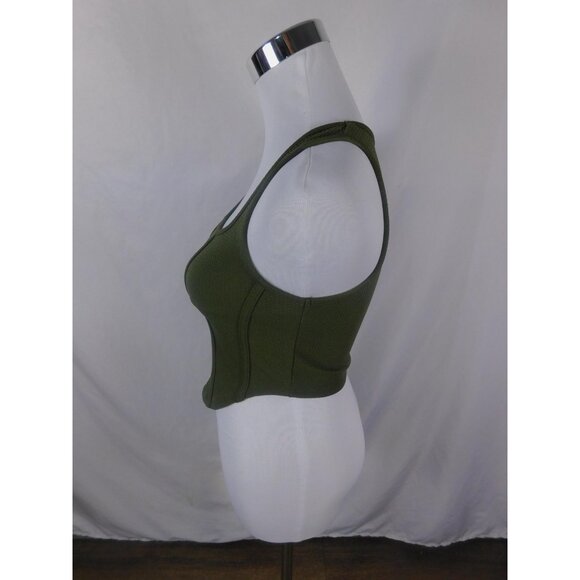 Green Ribbed Corset Crop Tank Square Neck Witchcore XS - Picture 4 of 10